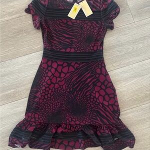NWT Michael Kors Black and Burgundy Casual Dress